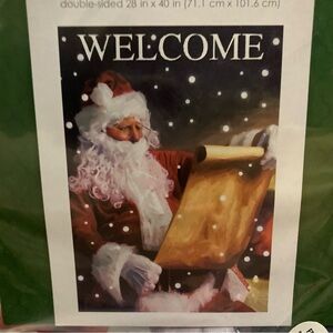 Outdoor Garden Flag Double Sided Welcome Santa Christmas